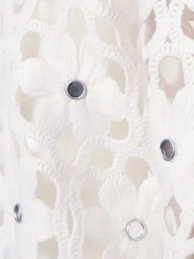 Michael Kors Floral-crochet Mirror-embellished Top In Neutral