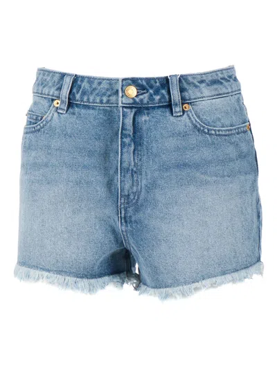 Michael Kors Gingham Flat Frnt Short In Blue