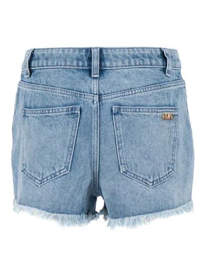 Michael Kors Gingham Flat Frnt Short In Blue