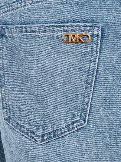 Michael Kors Gingham Flat Frnt Short In Blue