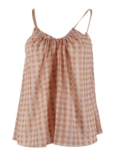 Forte Forte Diamond Jersey Pattern Spaghetti Tank Top In Brown