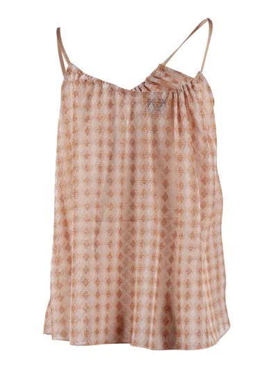 Forte Forte Diamond Jersey Pattern Spaghetti Tank Top In Brown