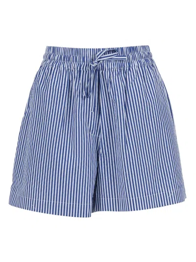 P.a.r.o.s.h Cotton Shorts Elastic Waistband Vertical Stripes In Blue