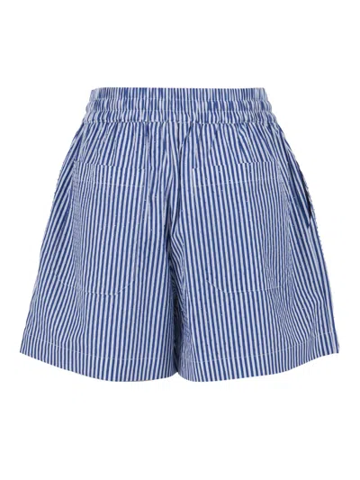 P.a.r.o.s.h Cotton Shorts Elastic Waistband Vertical Stripes In Blue