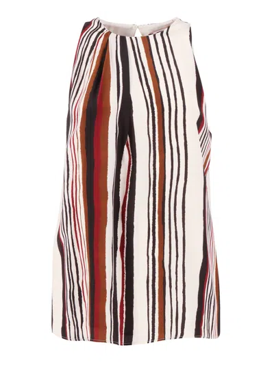 Max Mara Multicolour Crew Neck Stripes Top In Multi