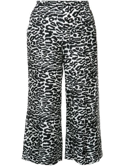 Shop Piamita Leopard Print Cropped Pants In Black