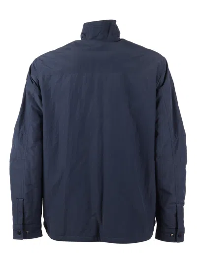 Parajumpers Evander High Collar Overshirt Jacket In Blue