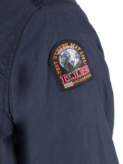 Parajumpers Evander High Collar Overshirt Jacket In Blue