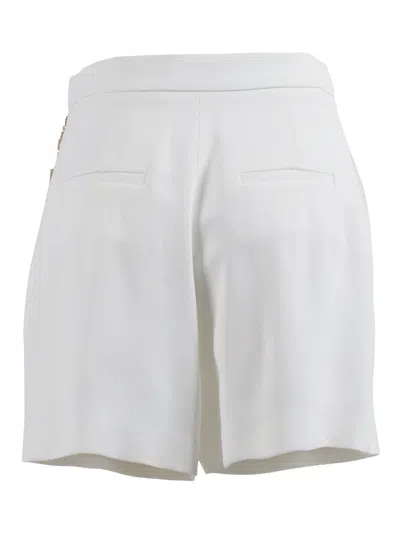 Elisabetta Franchi White Shorts With Chain Detail On The Front And Front Concealed Closure In Viscose Stretch Woman
