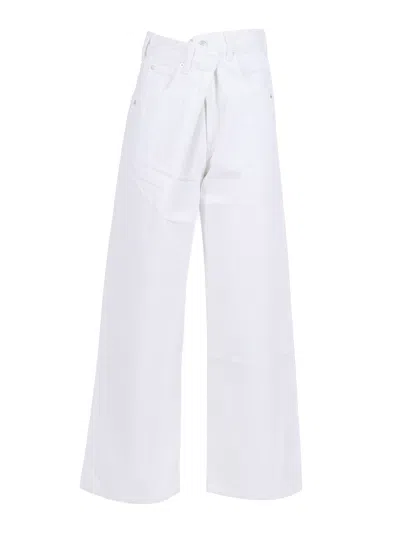 Agolde Vana Fold Wide-leg Jeans In White