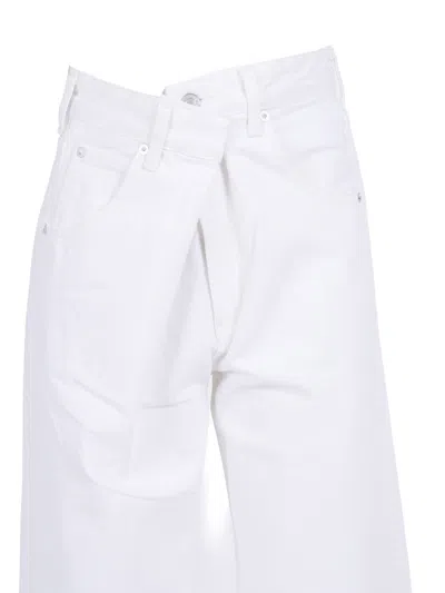 Agolde Vana Fold Wide-leg Jeans In White