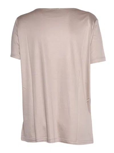 Fay Beige Solid Round Neck T-shirt In Neutral