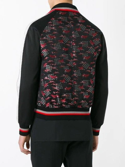 Shop Lanvin Embroidered Crane Bomber Jacket In Black