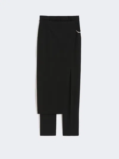 Max Mara Stretch Wool Trousers With Removable Panel In Black