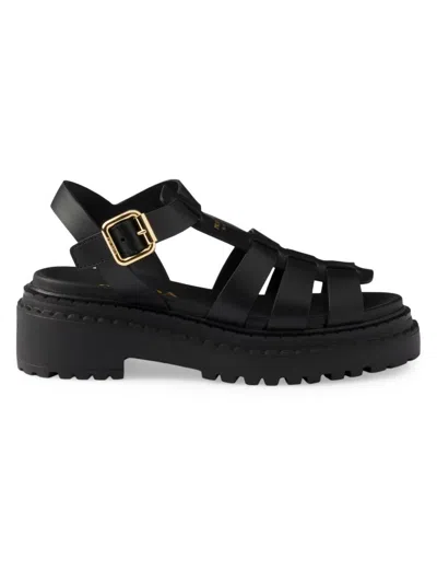 Prada Leather Cage Sandals In Black