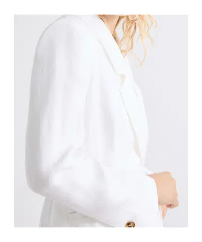 Marella Black Mllmodico Structured Belted Linen Jacket In White