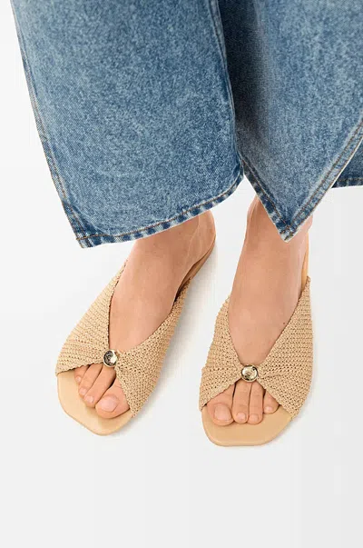 Loewe Raffia-effect Flat Sandals In Neutral