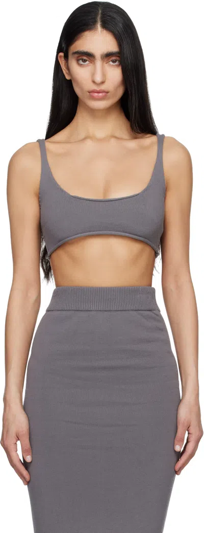 Entire Studios Knit Top Ribbed Scoop Neckline Stretch In Gray