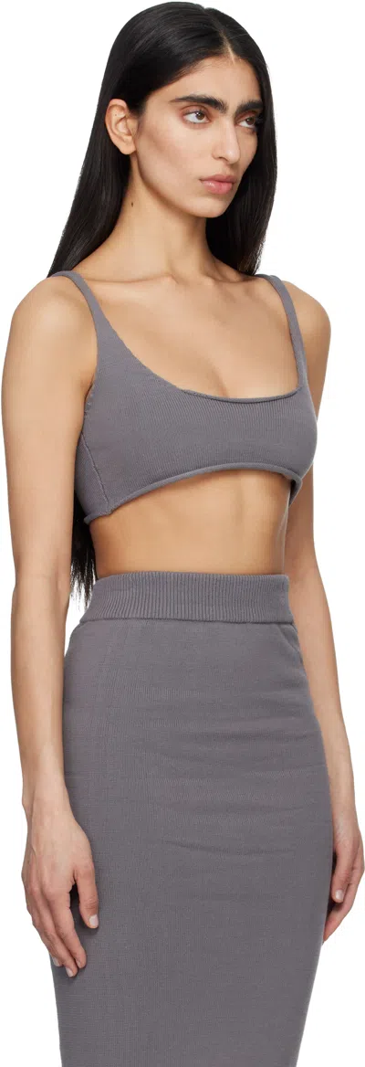Entire Studios Knit Top Ribbed Scoop Neckline Stretch In Gray