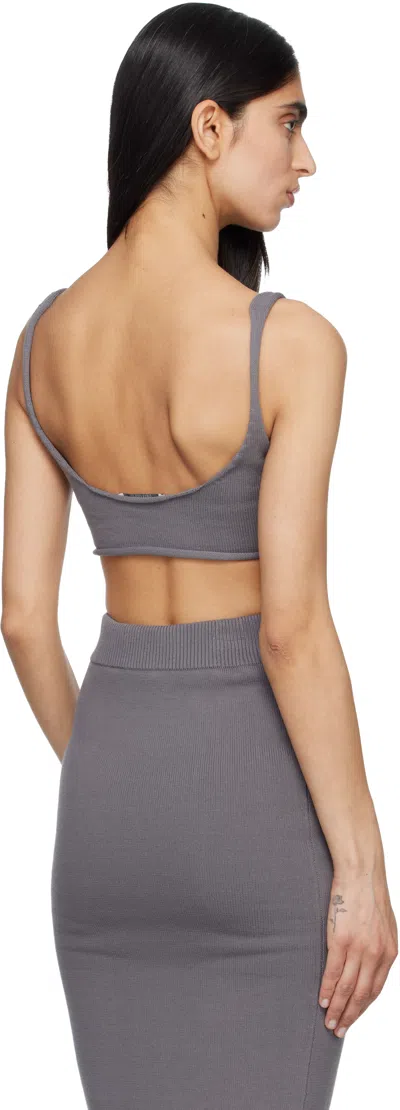 Entire Studios Knit Top Ribbed Scoop Neckline Stretch In Gray
