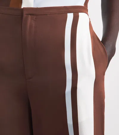 Sir Marais Striped Silk Straight-leg Pants In Brown