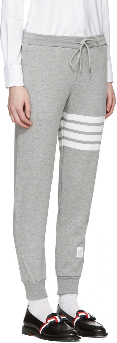 Shop Thom Browne Grey Classic Four Bar Lounge Pants