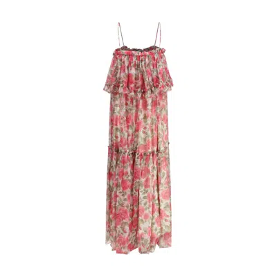 Chloé Chloe Floral Print Ruffled Silk-chiffon Maxi Dress In Multi