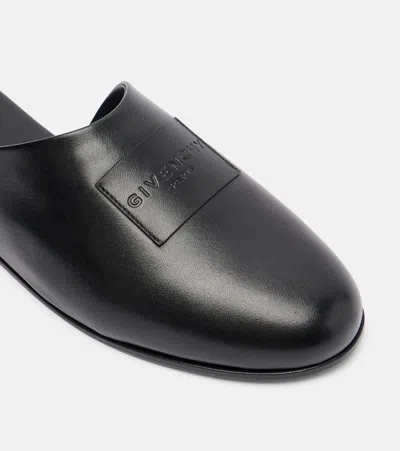 Givenchy Label Flat Mules In Black Nappa Leather Women In Multi