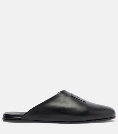Givenchy Label Flat Mules In Black Nappa Leather Women In Multi