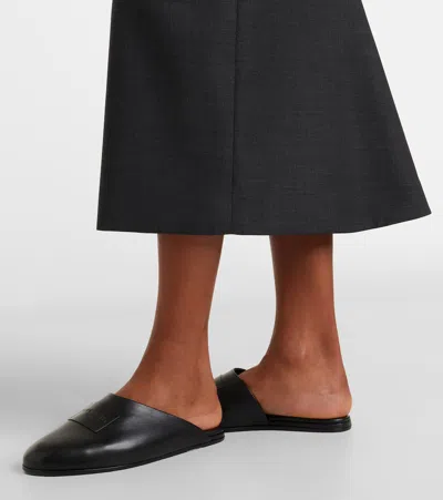 Givenchy Label Flat Mules In Black Nappa Leather Women In Multi