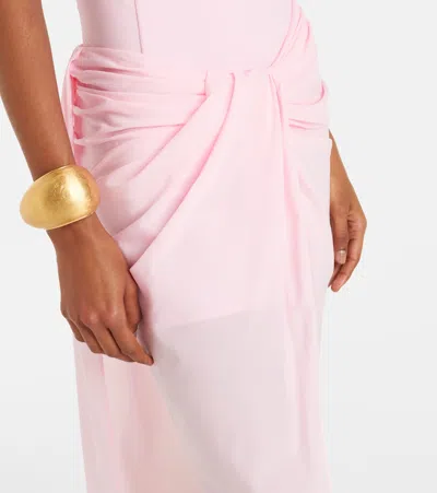 Jacquemus High Waist Draped Asymmetric Ruched Skirt In Pink
