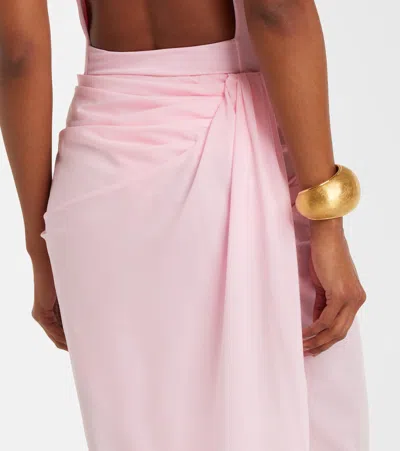 Jacquemus High Waist Draped Asymmetric Ruched Skirt In Pink