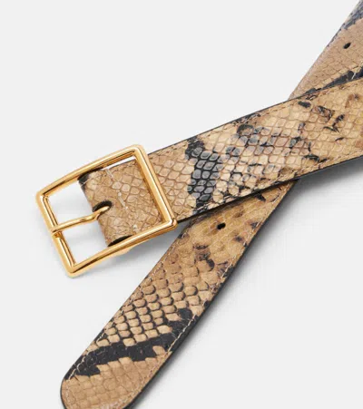 Nili Lotan Gabriele Snakeskin-embossed Leather Belt In Brown