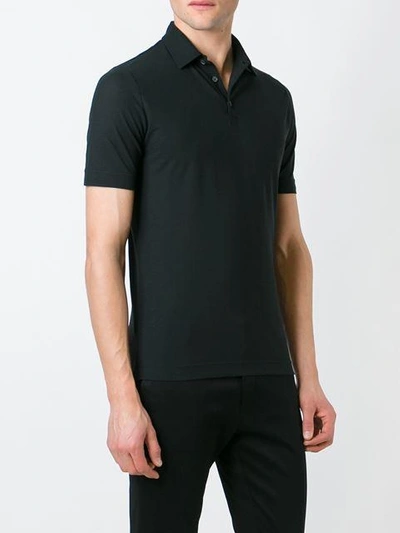 Shop Zanone Classic Polo Shirt In Black