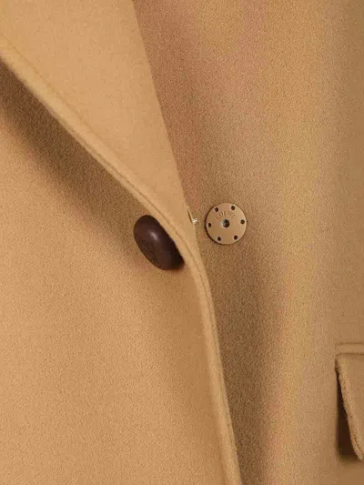 Loewe Womens Camel Double-breasted Notched-collar Wool Jacket In Nude