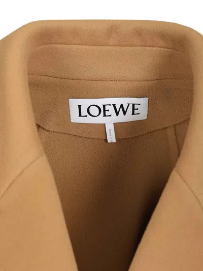 Loewe Womens Camel Double-breasted Notched-collar Wool Jacket In Nude