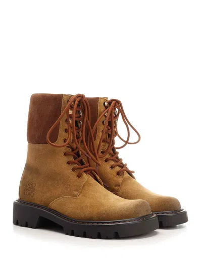 Loewe Lacing Short Boots In Brown