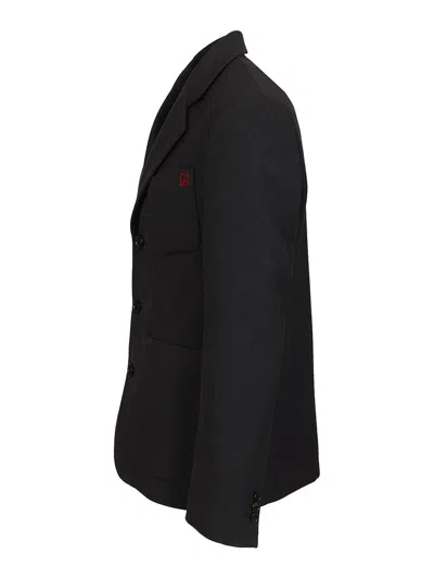 Loewe Logo-embroidered Wool Jacket In Black