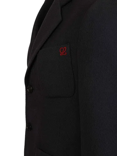 Loewe Logo-embroidered Wool Jacket In Black