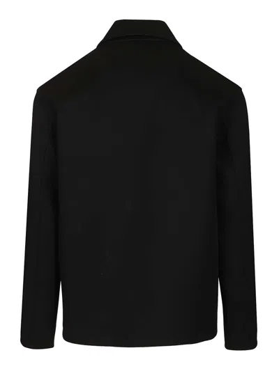 Loewe Mens Black Workwear Leather-pocket Wool And Cashmere Jacket In Black