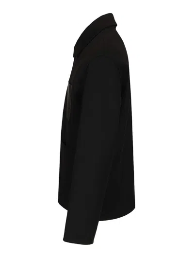 Loewe Mens Black Workwear Leather-pocket Wool And Cashmere Jacket In Black