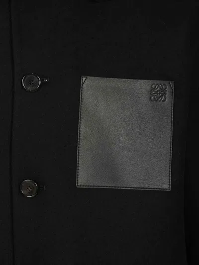 Loewe Mens Black Workwear Leather-pocket Wool And Cashmere Jacket In Black