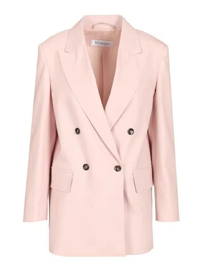 Max Mara Ombrosa Double Breasted Wool Blazer Jackets Rose In Pink
