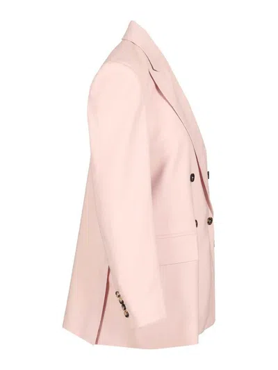 Max Mara Ombrosa Double Breasted Wool Blazer Jackets Rose In Pink