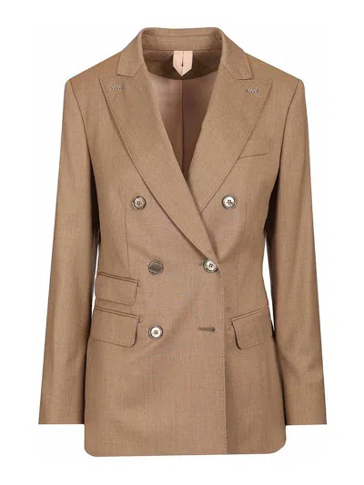 Max Mara Tailored Double-breasted Blazer Featuring Pockets In Brown