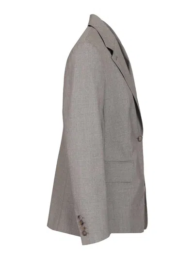 Max Mara Single-breasted Wool Jacket In Gray