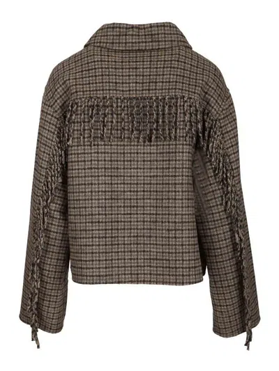 P.a.r.o.s.h Fringed Jacket Jackets Grey In Brown