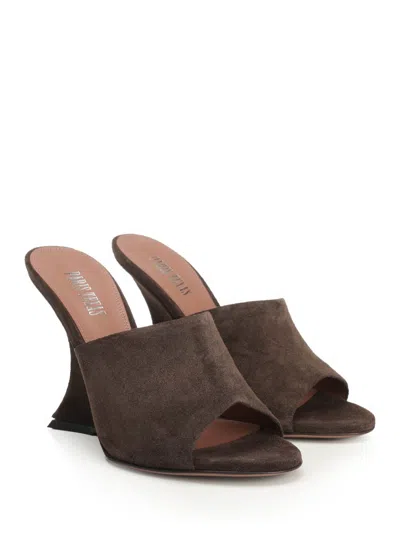 Paris Texas Suede Nina Wedge Mules 105 In Brown