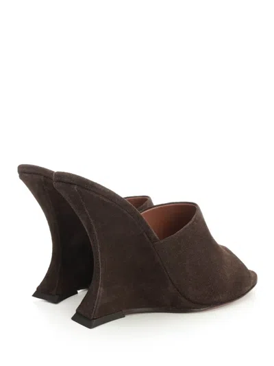 Paris Texas Suede Nina Wedge Mules 105 In Brown