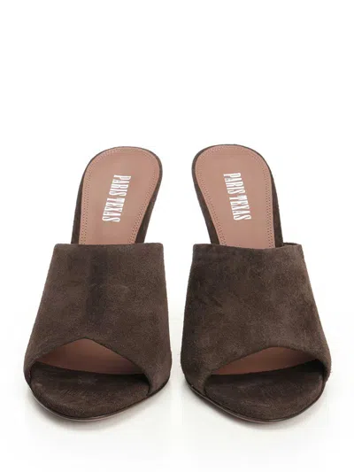 Paris Texas Suede Nina Wedge Mules 105 In Brown